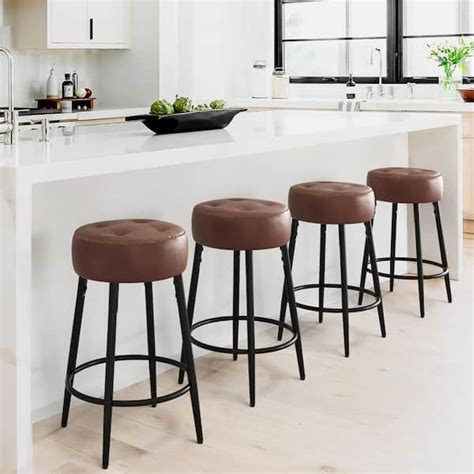 fabric backless counter stool with metal legs|faux leather woven counter stools.